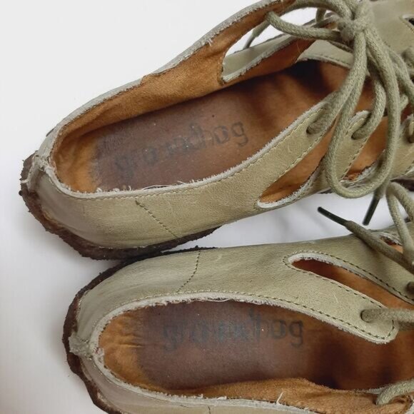 GROUNDHOG Ashland Chunky Gum Sole Lace-Up Square Toe Boho Shoes Sage Green Sz 6 - Picture 15 of 16
